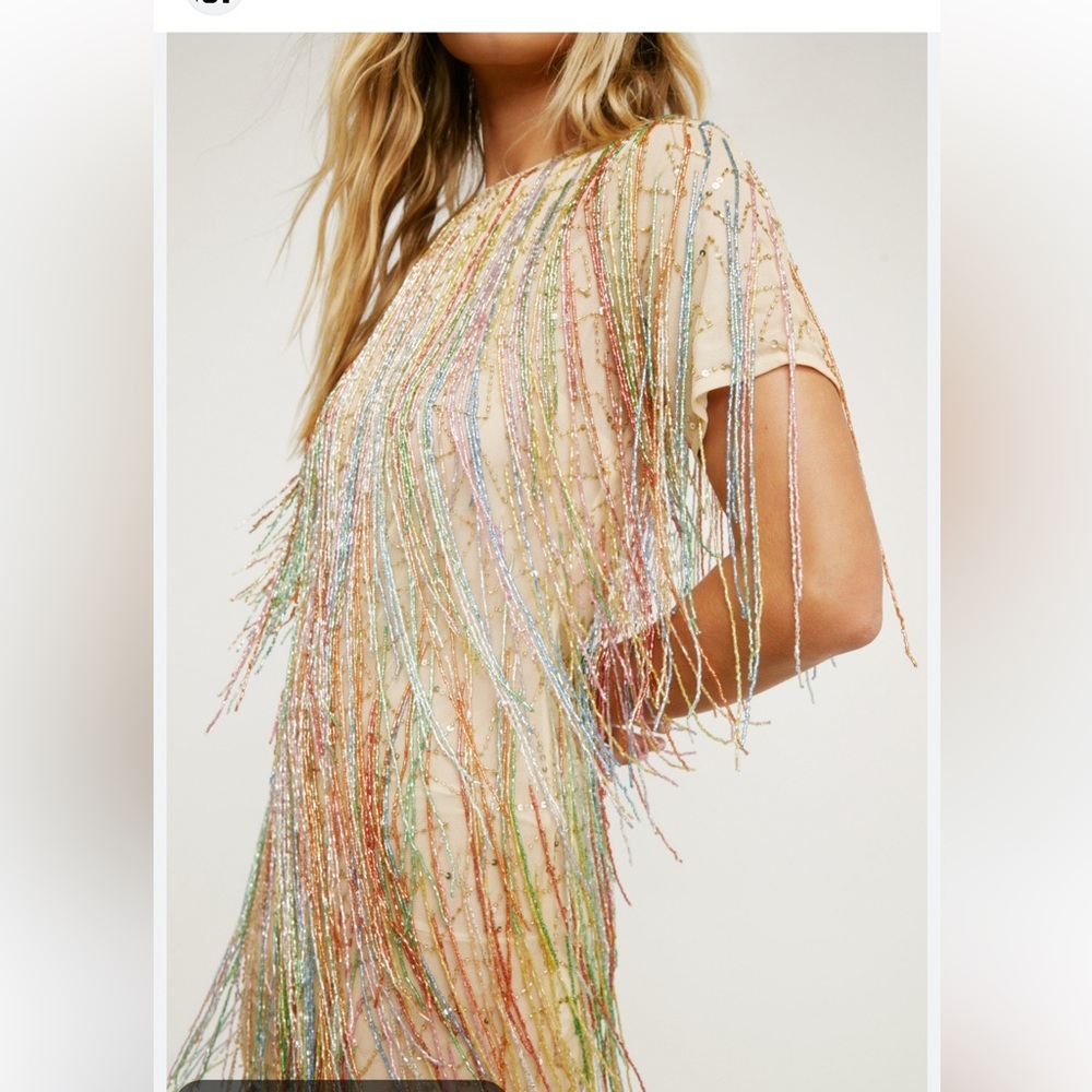 Nasty Gal Tassel Beaded Mini Shift Dress